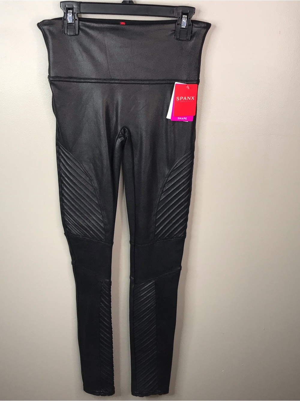 SPANX Black Faux Leather Moto Jeggings Sz Small NWT